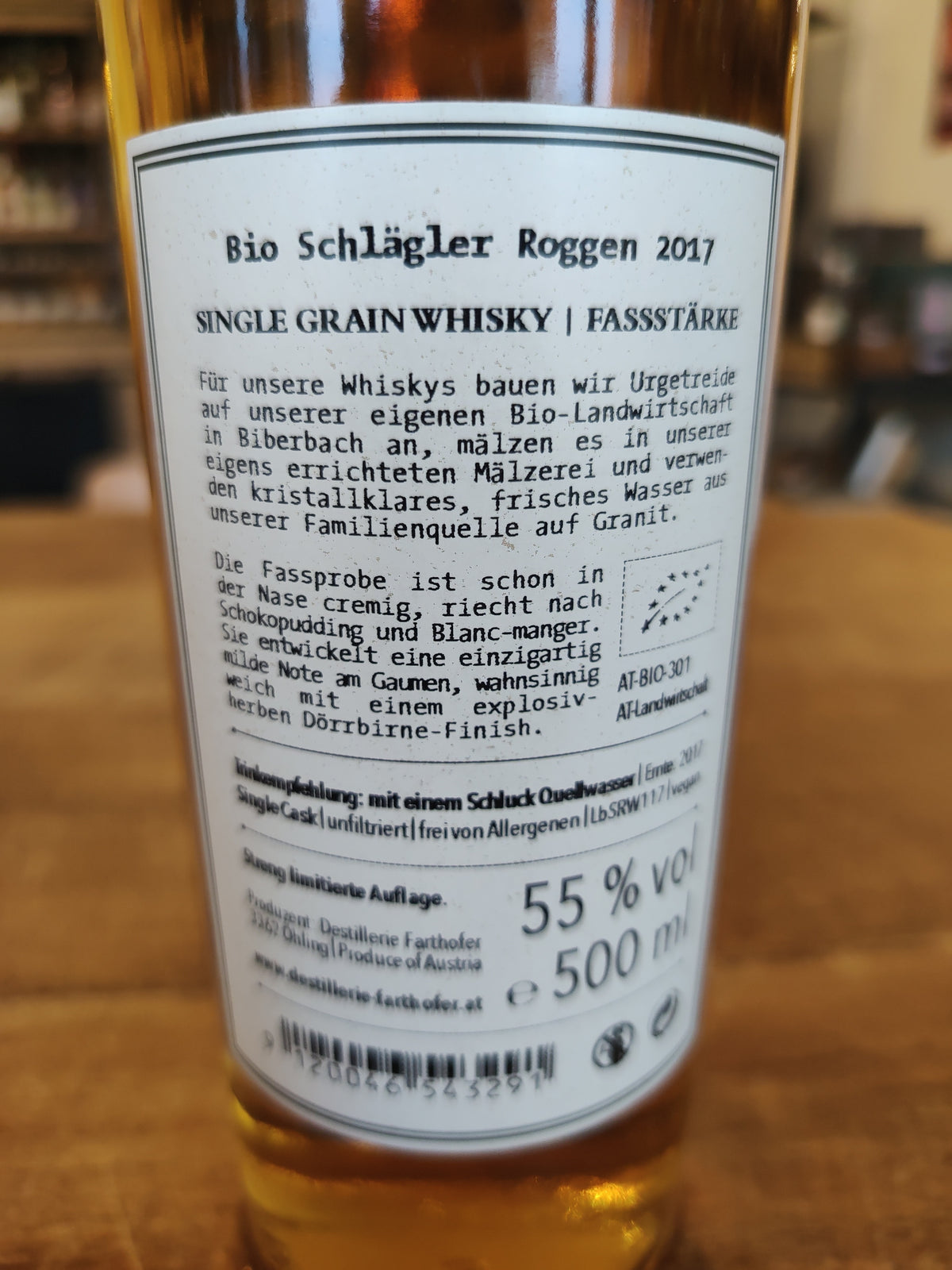 Farthofer Schlägler Roggen 2017 (Bio) (Austrian rye, 55% ABV)