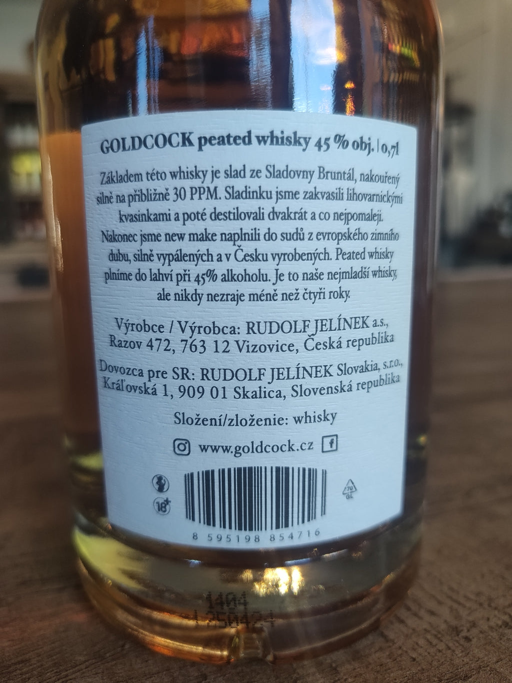 R. Jelínek Gold Cock Peated (Czech single malt, 45%)